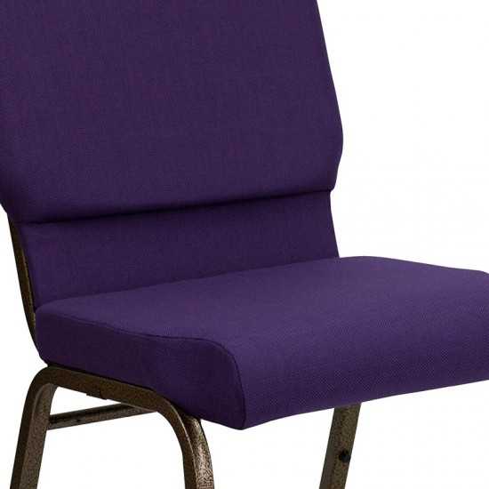 18.5''W Stacking Church Chair in Royal Purple Fabric - Gold Vein Frame