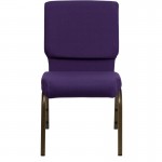 18.5''W Stacking Church Chair in Royal Purple Fabric - Gold Vein Frame