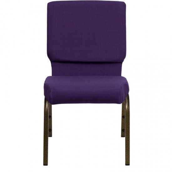 18.5''W Stacking Church Chair in Royal Purple Fabric - Gold Vein Frame