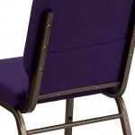 18.5''W Stacking Church Chair in Royal Purple Fabric - Gold Vein Frame