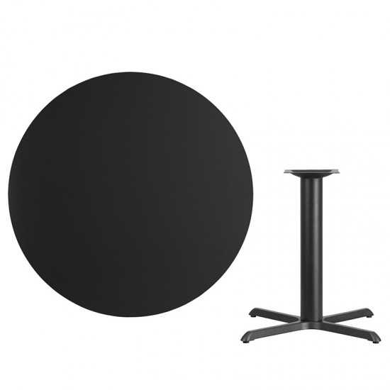 42'' Round Black Laminate Table Top with 33'' x 33'' Table Height Base