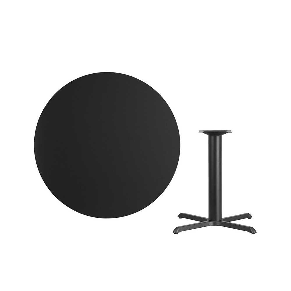 42'' Round Black Laminate Table Top with 33'' x 33'' Table Height Base
