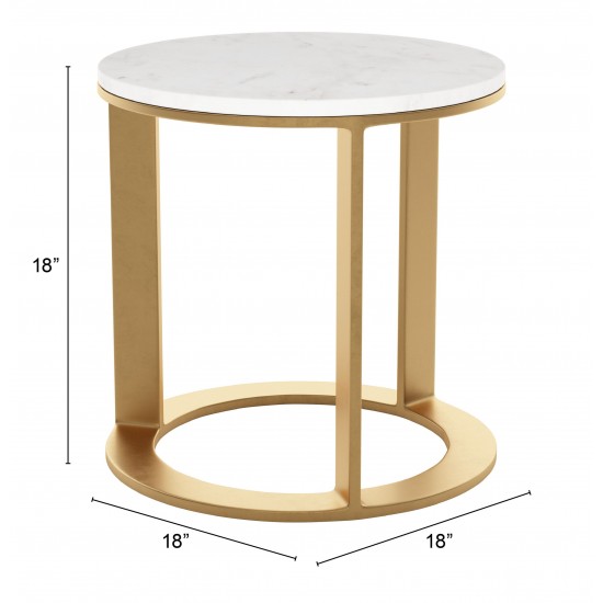 Helena Marble Side Table White & Gold