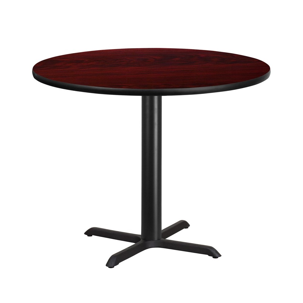 42'' Round Mahogany Laminate Table Top with 33'' x 33'' Table Height Base