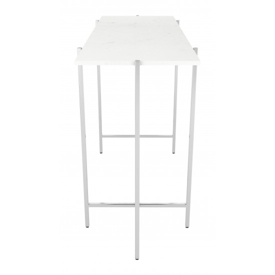 Titan Marble Console Table White & Silver