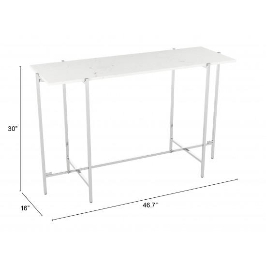 Titan Marble Console Table White & Silver