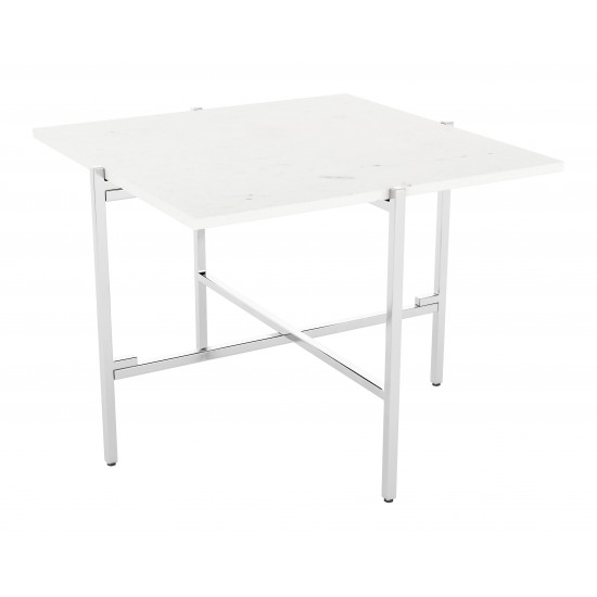 Titan Marble Side Table White & Silver