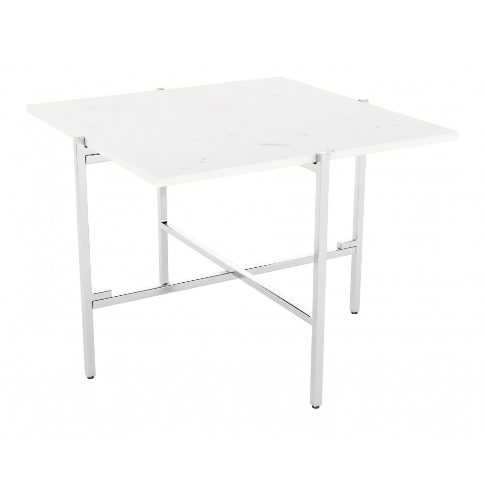 Titan Marble Side Table White & Silver Titan Marble Side Table White & Silver