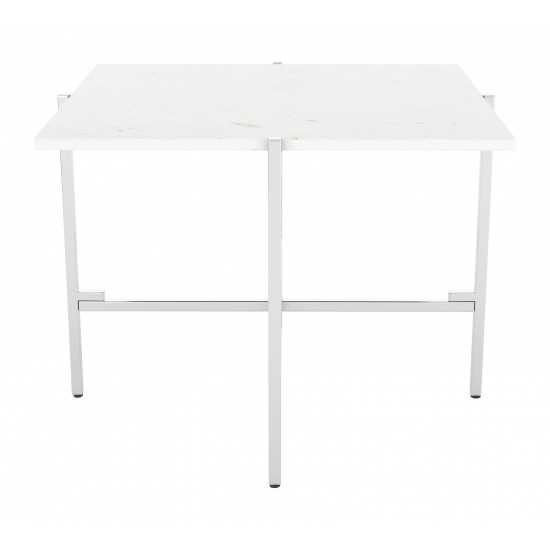 Titan Marble Side Table White & Silver