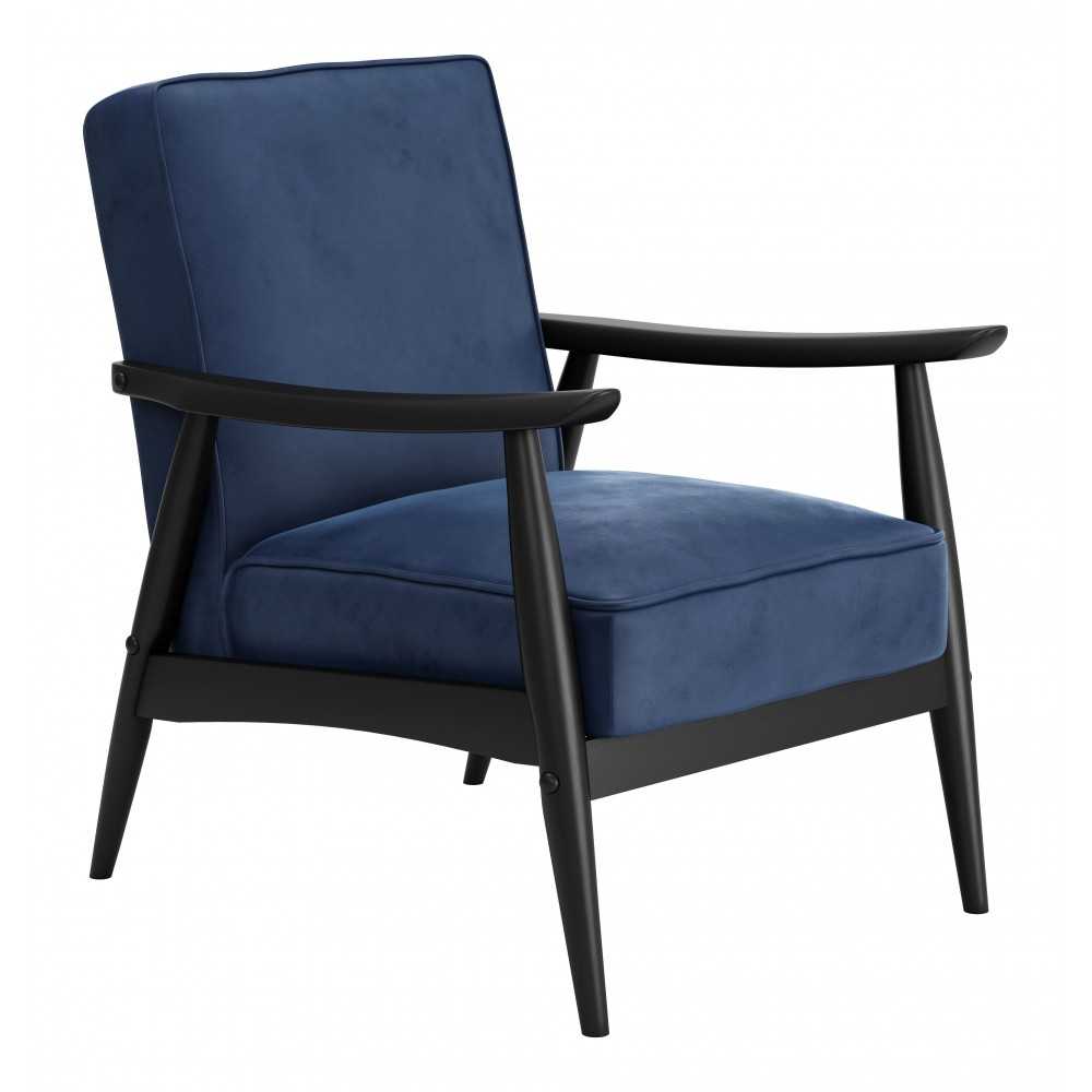 Rocky Velvet Arm Chair Blue