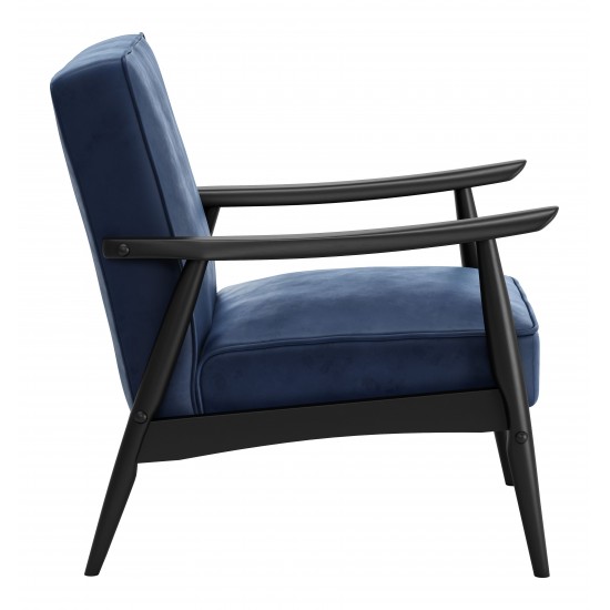 Rocky Velvet Arm Chair Blue