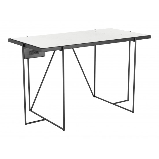 Winslett Marble Desk White & Matte Black