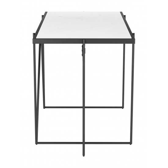 Winslett Marble Desk White & Matte Black