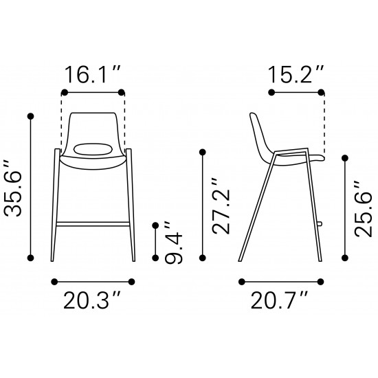 Desi Counter Chair (Set of 2) Gray