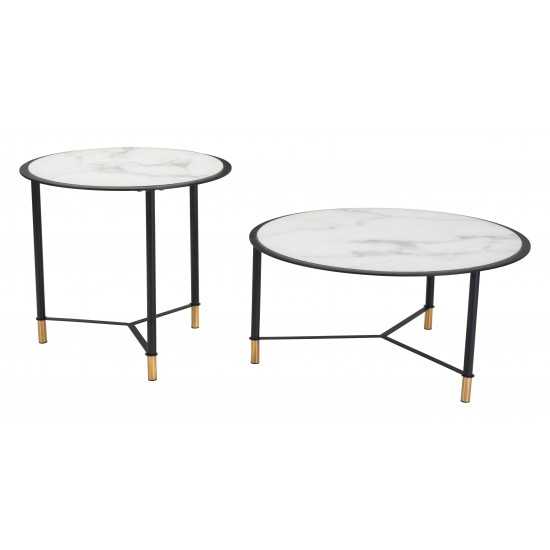 Set of 2 Davis Coffee Tables Black & White