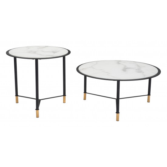 Set of 2 Davis Coffee Tables Black & White