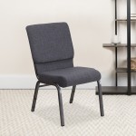 18.5''W Stacking Church Chair in Dark Gray Fabric - Silver Vein Frame