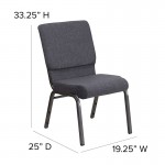 18.5''W Stacking Church Chair in Dark Gray Fabric - Silver Vein Frame