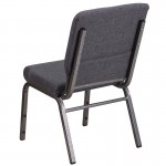 18.5''W Stacking Church Chair in Dark Gray Fabric - Silver Vein Frame