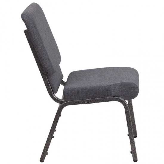 18.5''W Stacking Church Chair in Dark Gray Fabric - Silver Vein Frame