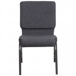 18.5''W Stacking Church Chair in Dark Gray Fabric - Silver Vein Frame