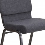 18.5''W Stacking Church Chair in Dark Gray Fabric - Silver Vein Frame