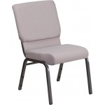 18.5''W Stacking Church Chair in Gray Dot Fabric - Silver Vein Frame