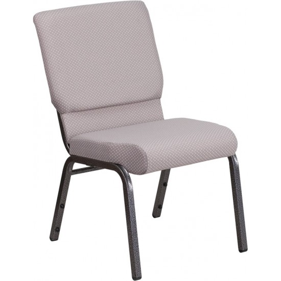 18.5''W Stacking Church Chair in Gray Dot Fabric - Silver Vein Frame