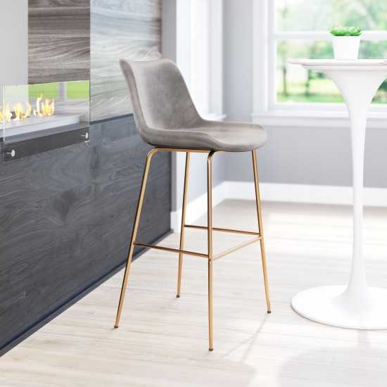 Tony Bar Chair Gray & Gold