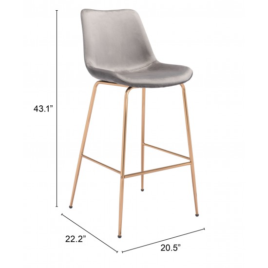 Tony Bar Chair Gray & Gold