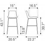 Tony Bar Chair Gray & Gold