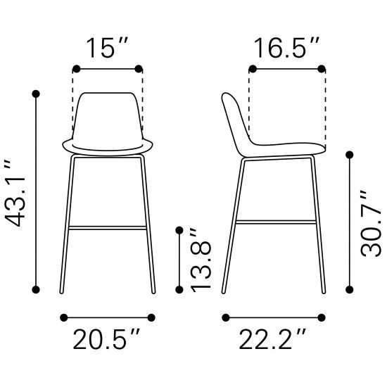 Tony Bar Chair Gray & Gold