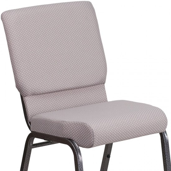 18.5''W Stacking Church Chair in Gray Dot Fabric - Silver Vein Frame