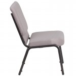 18.5''W Stacking Church Chair in Gray Dot Fabric - Silver Vein Frame