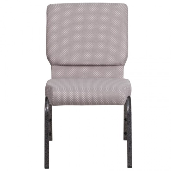 18.5''W Stacking Church Chair in Gray Dot Fabric - Silver Vein Frame