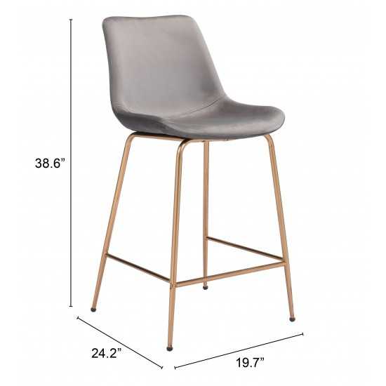 Tony Counter Chair Gray & Gold