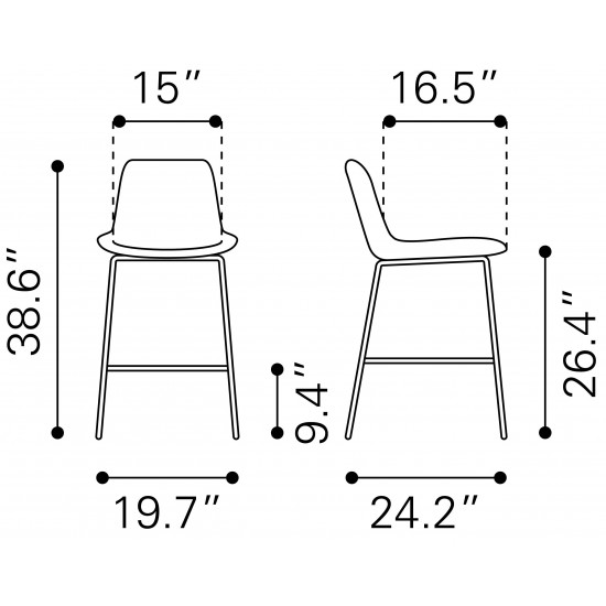 Tony Counter Chair Gray & Gold