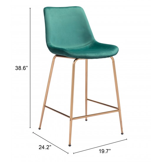 Tony Counter Chair Green & Gold