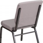 18.5''W Stacking Church Chair in Gray Dot Fabric - Silver Vein Frame