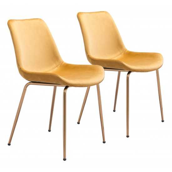 Tony Dining Chair (Set of 2) Yellow & Gold