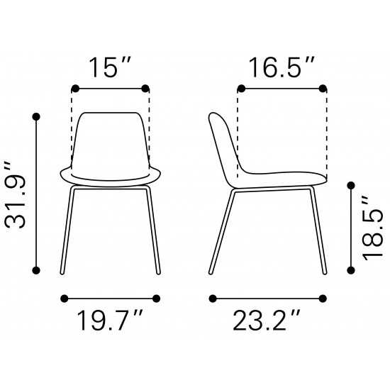 Tony Dining Chair (Set of 2) Yellow & Gold