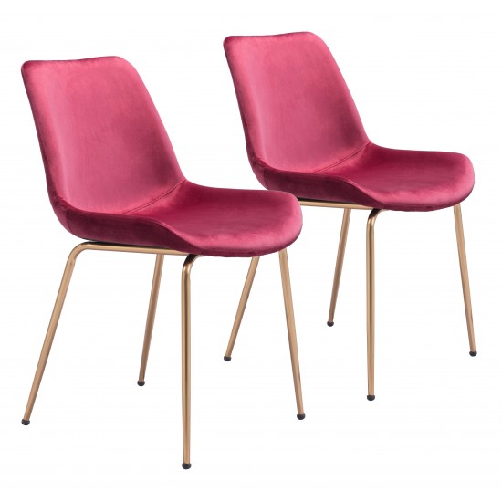 Tony Dining Chair (Set of 2) Red & Gold