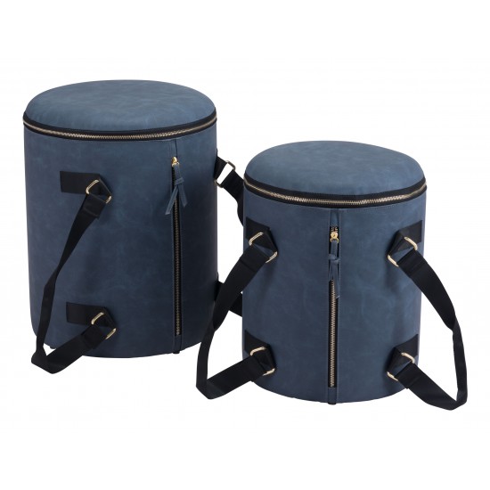 Candice Ottoman Storage Set Blue