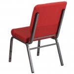 18.5''W Stacking Church Chair in Red Fabric - Silver Vein Frame