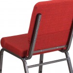 18.5''W Stacking Church Chair in Red Fabric - Silver Vein Frame