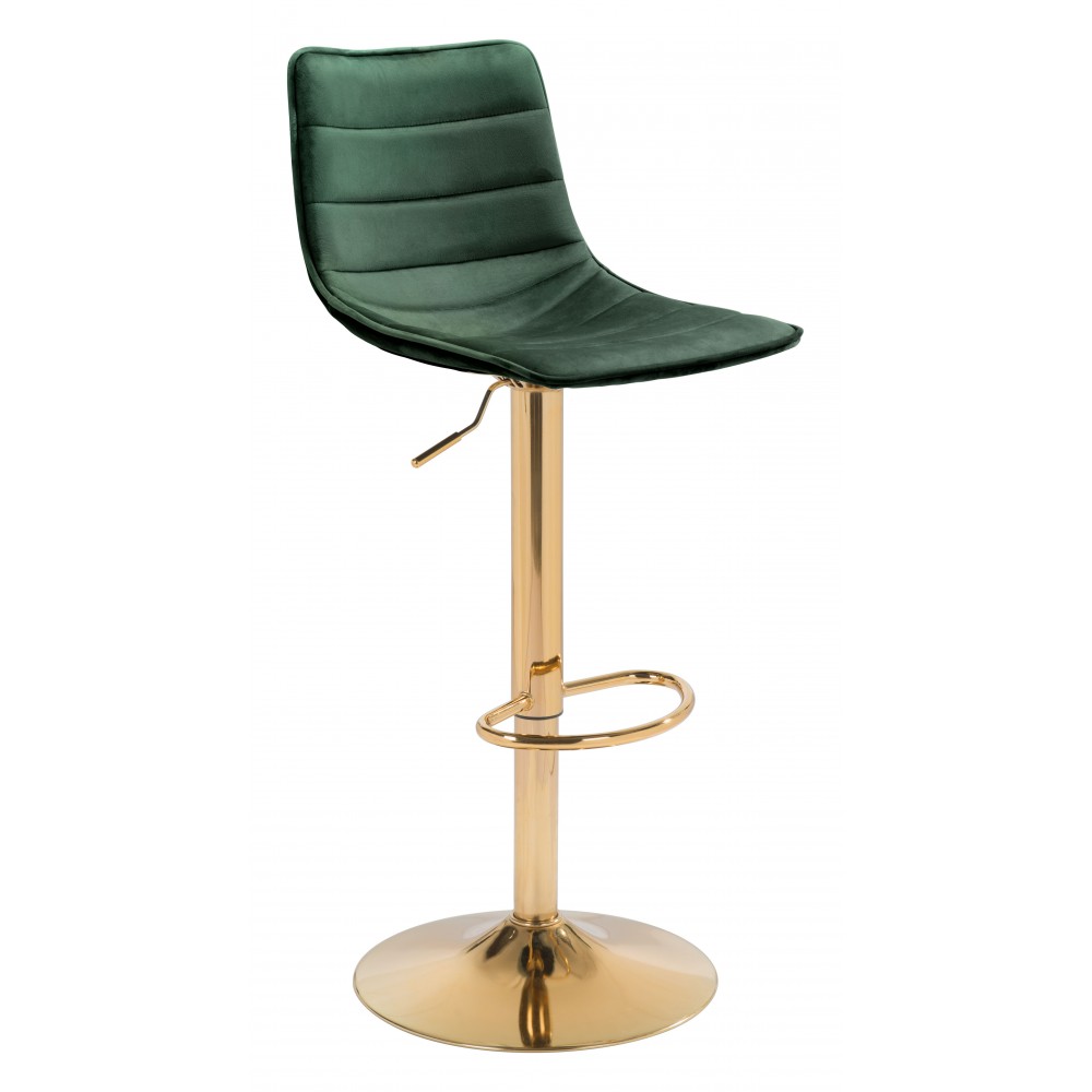 Prima Bar Chair Dark Green & Gold