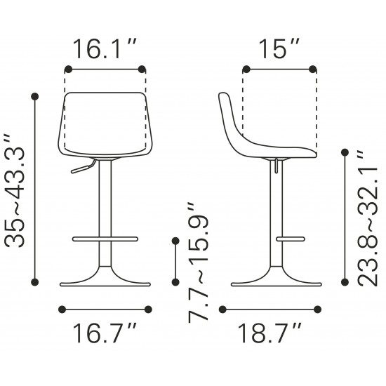 Prima Bar Chair Dark Green & Gold