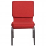 18.5''W Stacking Church Chair in Red Fabric - Silver Vein Frame