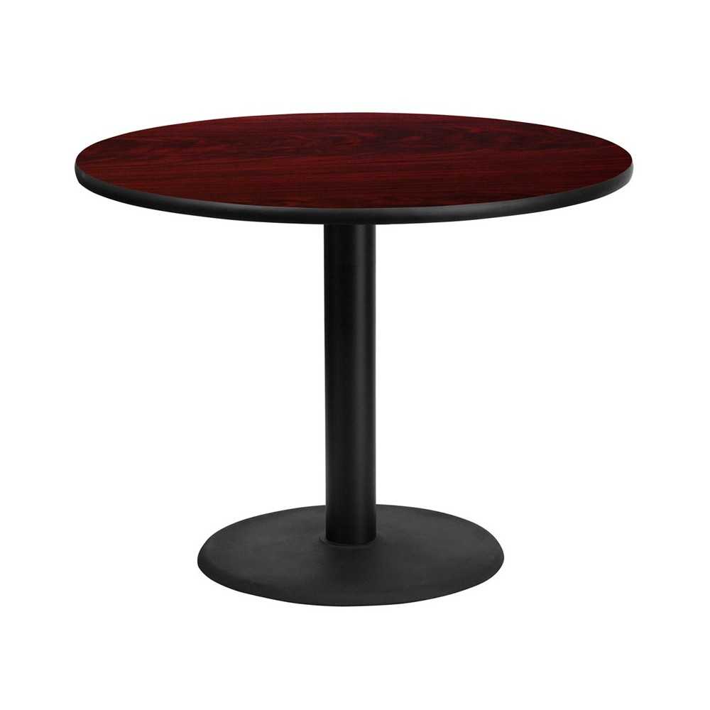 42'' Round Mahogany Laminate Table Top with 24'' Round Table Height Base