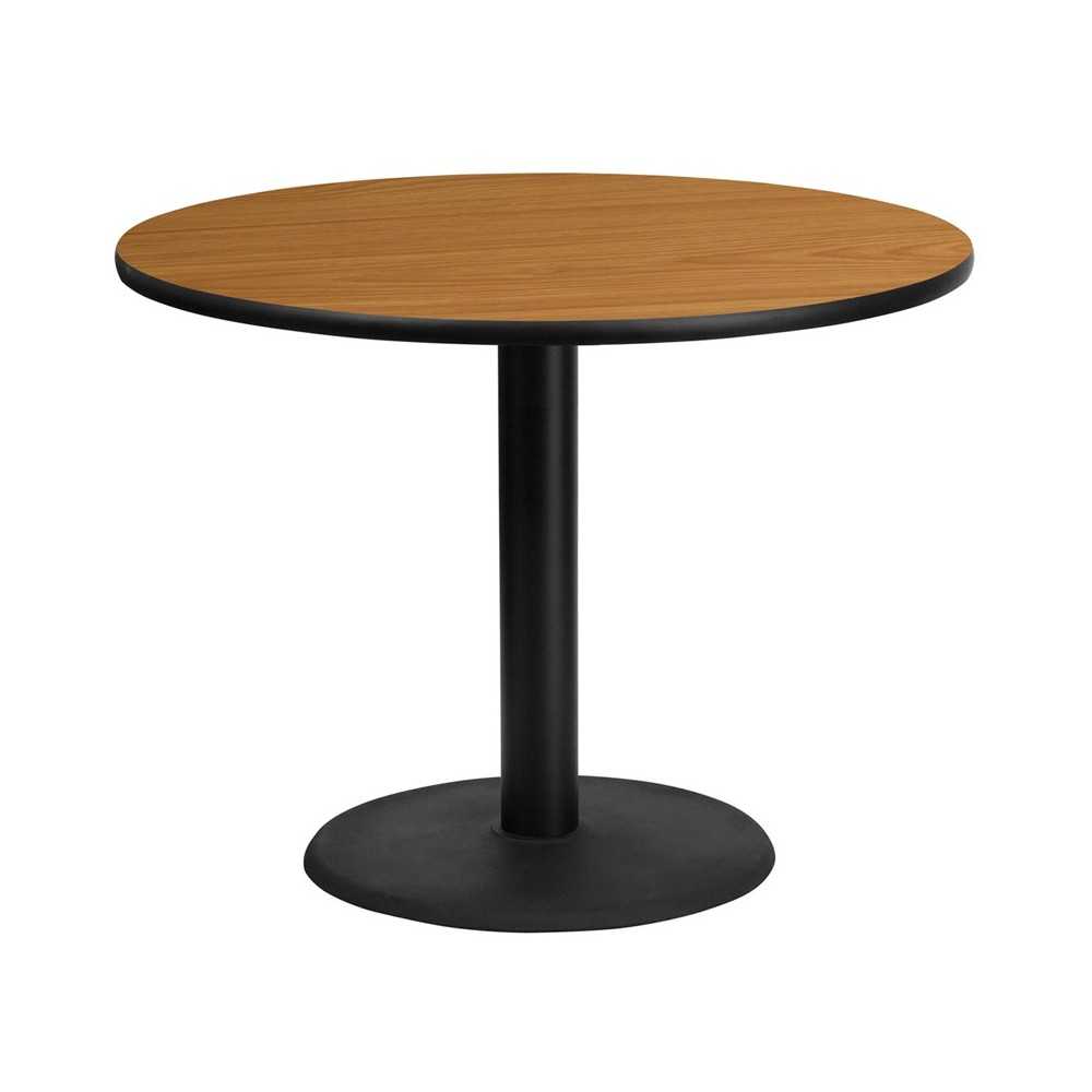 42'' Round Natural Laminate Table Top with 24'' Round Table Height Base